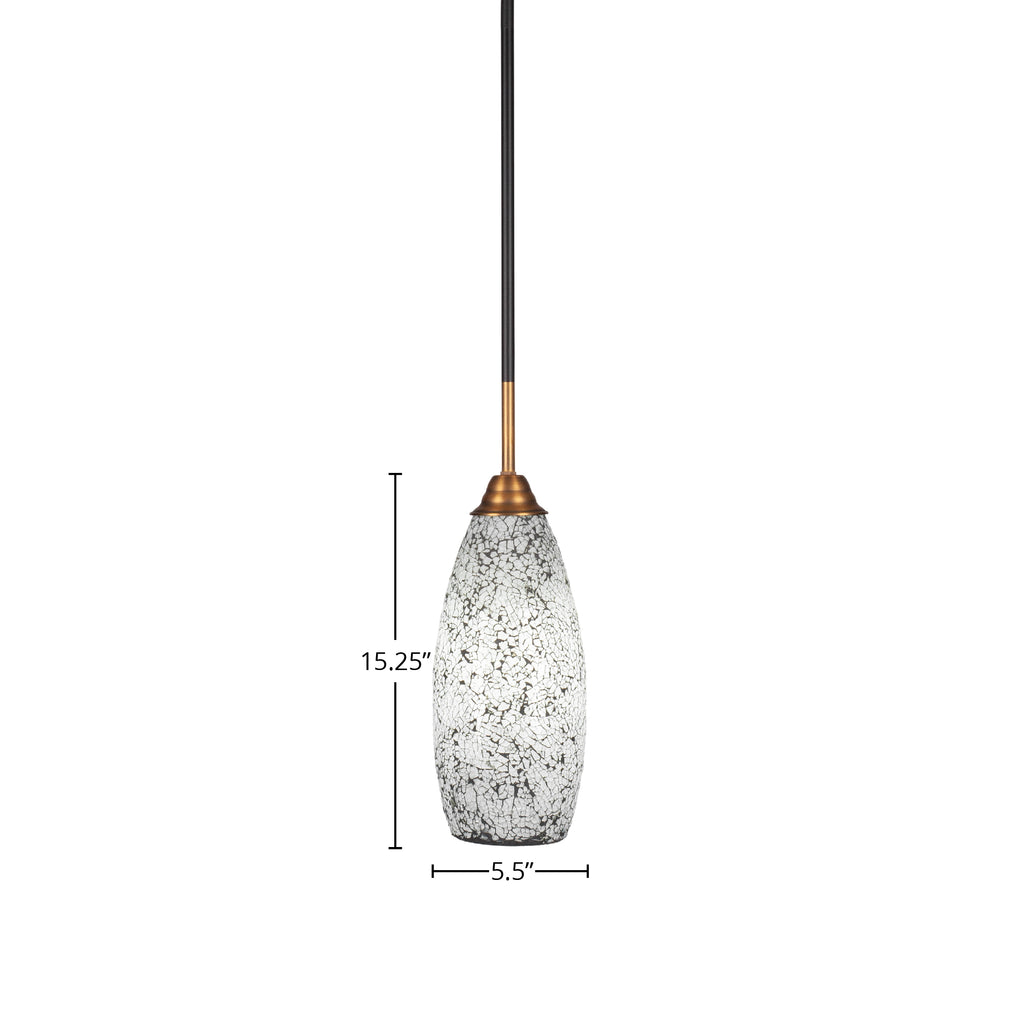 Paramount One Light Mini Pendant in Matte Black & Brass with 5.5" Black Fusion Shade
