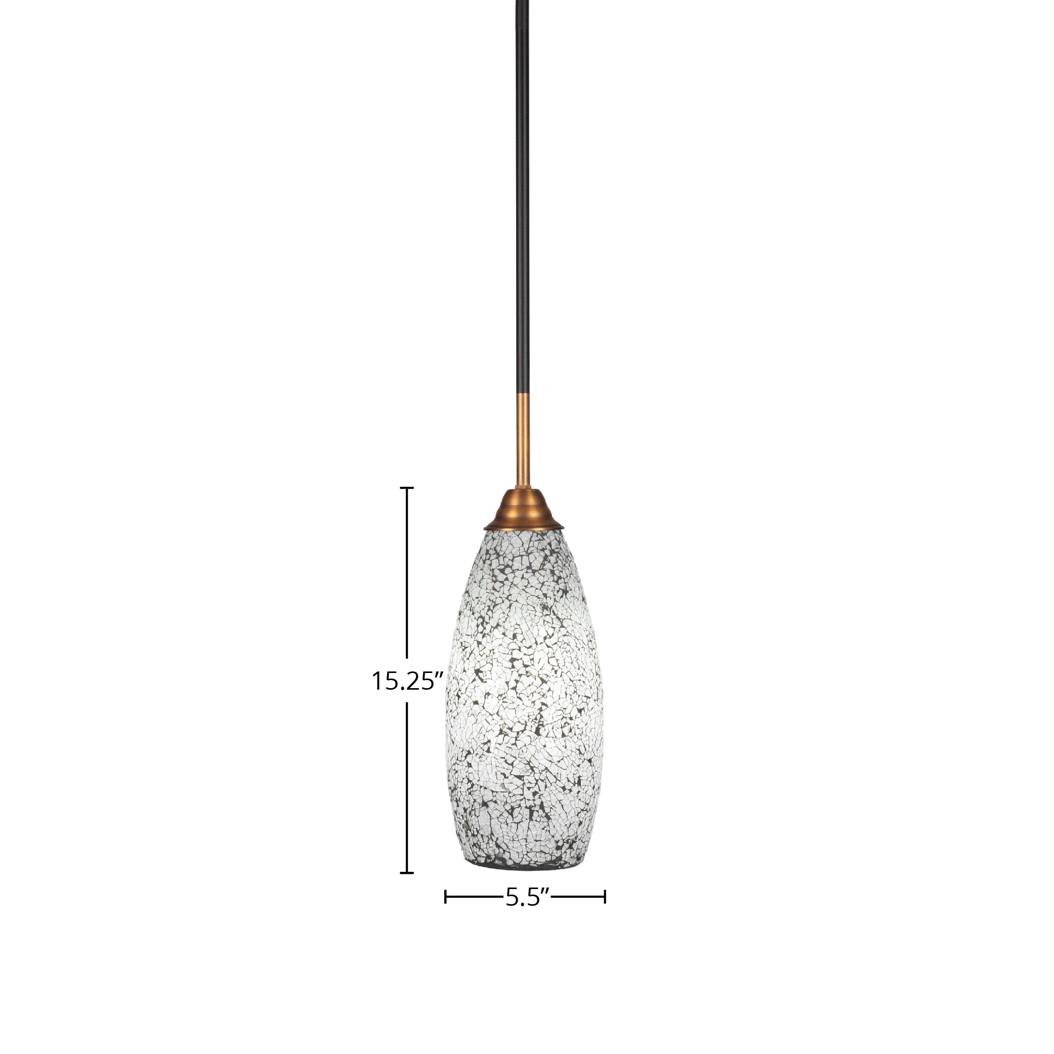 Paramount One Light Mini Pendant in Matte Black & Brass with 5.5" Black Fusion Shade