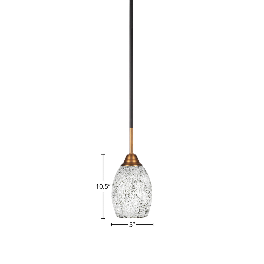 Paramount One Light Mini Pendant in Matte Black & Brass with 5" Black Fusion Shade