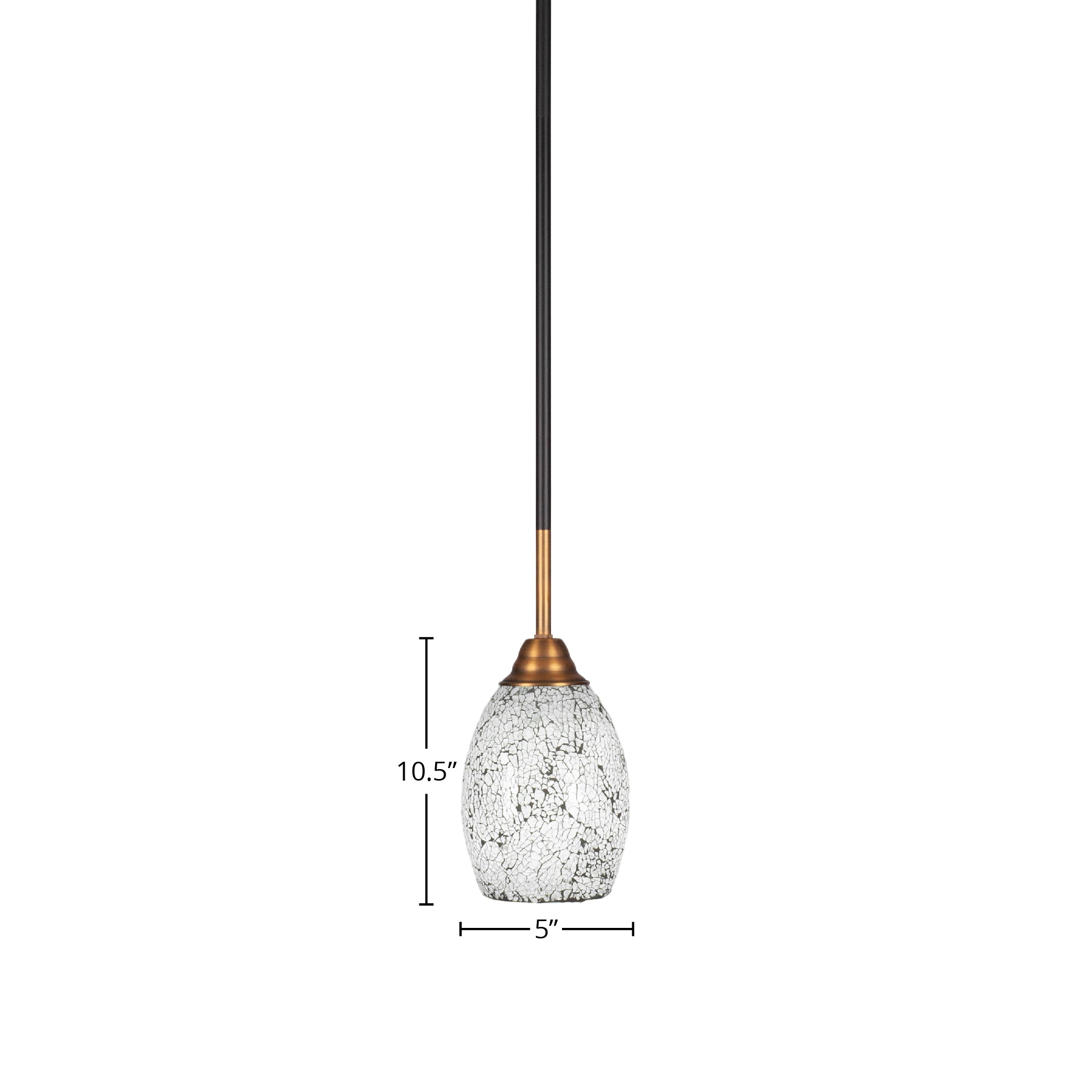 Paramount One Light Mini Pendant in Matte Black & Brass with 5" Black Fusion Shade