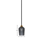 Paramount One Light Mini Pendant in Matte Black & Brass with 5" Smoke Textured Shade