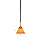 Paramount One Light Mini Pendant in Matte Black & Brass with 7" Firré Saturn Shade