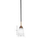 Paramount One Light Mini Pendant in Matte Black & Brass with 4.5" Square White Muslin Shade