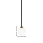 Paramount One Light Mini Pendant in Matte Black & Brass with 6" White Marble Shade