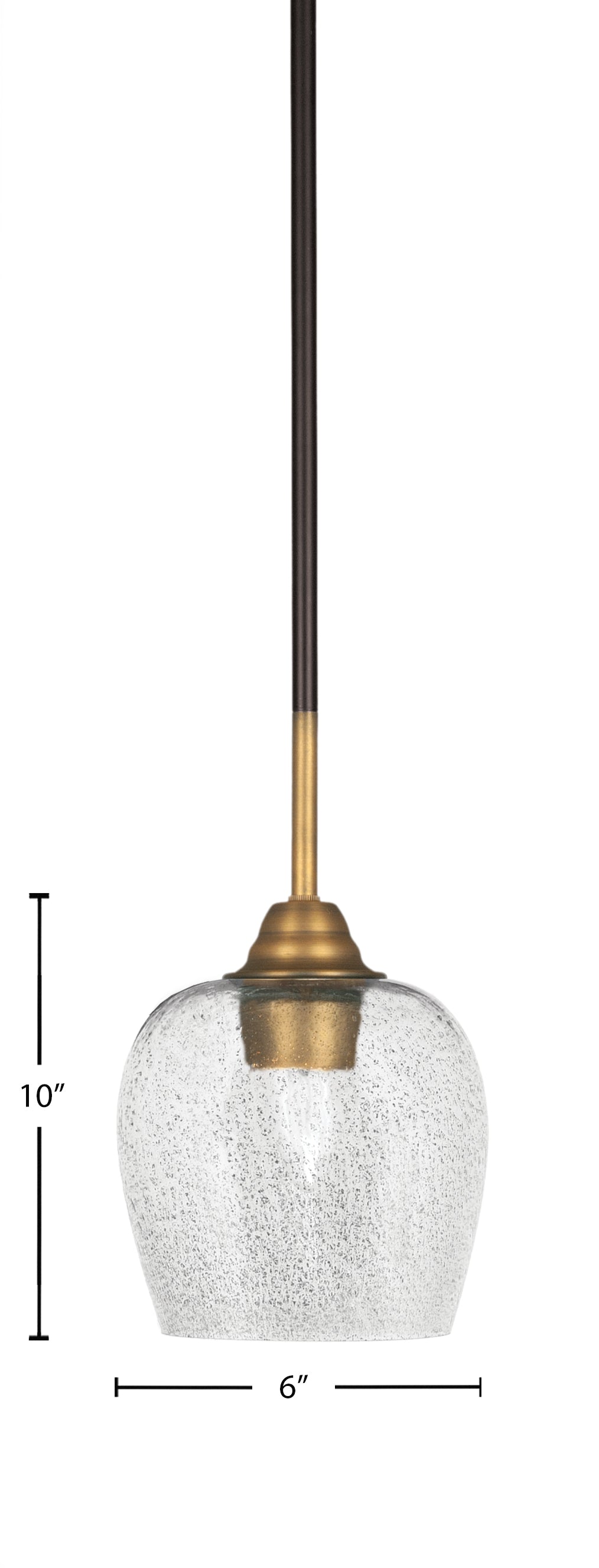 Paramount One Light Mini Pendant in Matte Black & Brass with 6" Smoke Bubble Shade