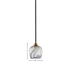 Paramount One Light Mini Pendant in Matte Black & Brass with 6" Onyx Swirl Shade