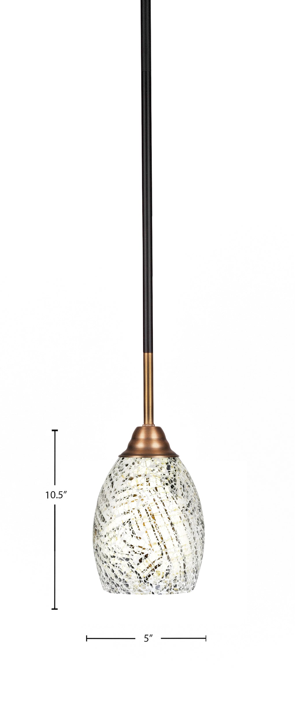 Paramount One Light Mini Pendant in Matte Black & Brass with 5" Natural Fusion Shade