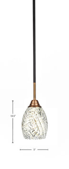 Paramount One Light Mini Pendant in Matte Black & Brass with 5" Natural Fusion Shade