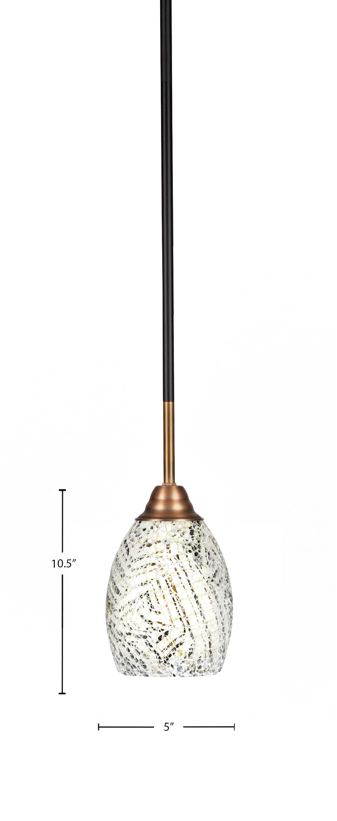 Paramount One Light Mini Pendant in Matte Black & Brass with 5" Natural Fusion Shade
