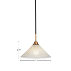 Paramount One Light Pendant in Matte Black & Brass with 12" Gold Ice Shade