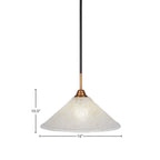 Paramount One Light Pendant in Matte Black & Brass with 16" Gold Ice Shade