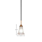Paramount One Light Mini Pendant in Matte Black & Brass with 5.5" Fluted Frosted Crystal Shade