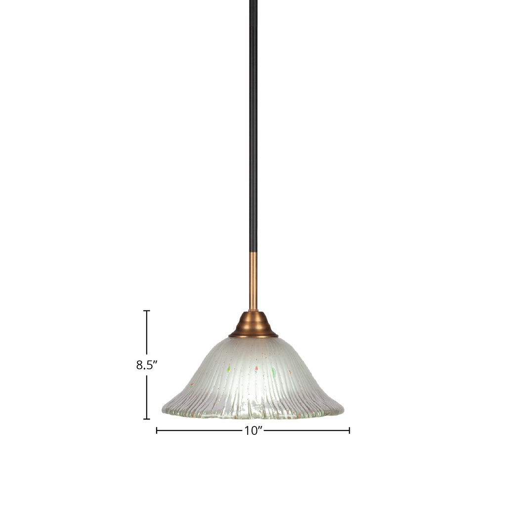 Paramount One Light Mini Pendant in Matte Black & Brass with 10" Frosted Crystal Shade
