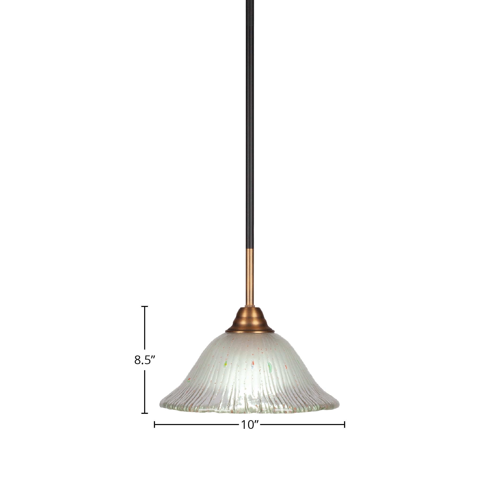 Paramount One Light Mini Pendant in Matte Black & Brass with 10" Frosted Crystal Shade