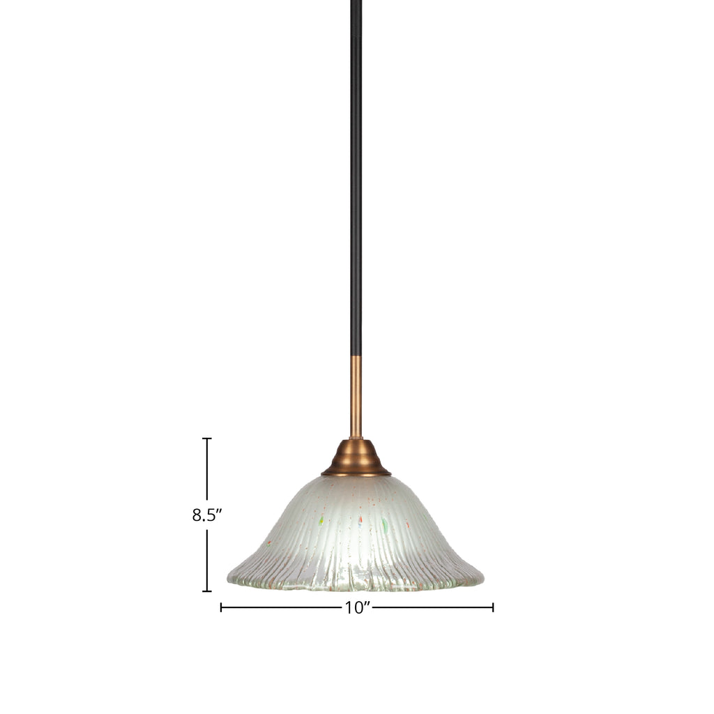Paramount One Light Mini Pendant in Matte Black & Brass with 10" Raspberry Crystal Shade