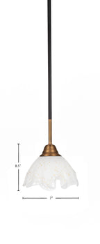 Paramount One Light Mini Pendant in Matte Black & Brass with 7" Gold Ice Shade