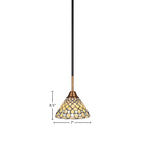 Paramount One Light Mini Pendant in Matte Black & Brass with 7" Starlight Art Glass Shade