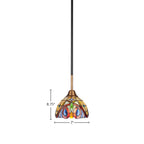 Paramount One Light Mini Pendant in Matte Black & Brass with 7" Lynx Art Glass Shade