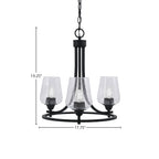 Paramount Three Light Chandelier in Matte Black with 5" Clear Bubble Shade