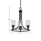 Paramount Three Light Chandelier in Matte Black with 4" Clear Bubble Shade