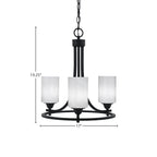 Paramount Three Light Chandelier in Matte Black with 4" White Marble Shade