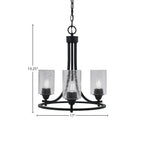 Paramount Three Light Chandelier in Matte Black with 4" Smoke Bubble Shade