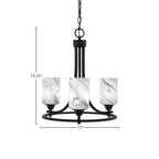 Paramount Three Light Chandelier in Matte Black with 4" Onyx Swirl Shade