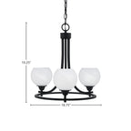 Paramount Three Light Chandelier in Matte Black with 5.75" White Marble Shade