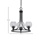 Paramount Three Light Chandelier in Matte Black with 5.75" Smoke Bubble Shade