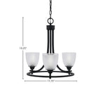 Paramount Three Light Chandelier in Matte Black with 5" Clear Ribbed Shade