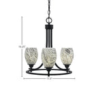 Paramount Three Light Chandelier in Matte Black with 5" Natural Fusion Shade