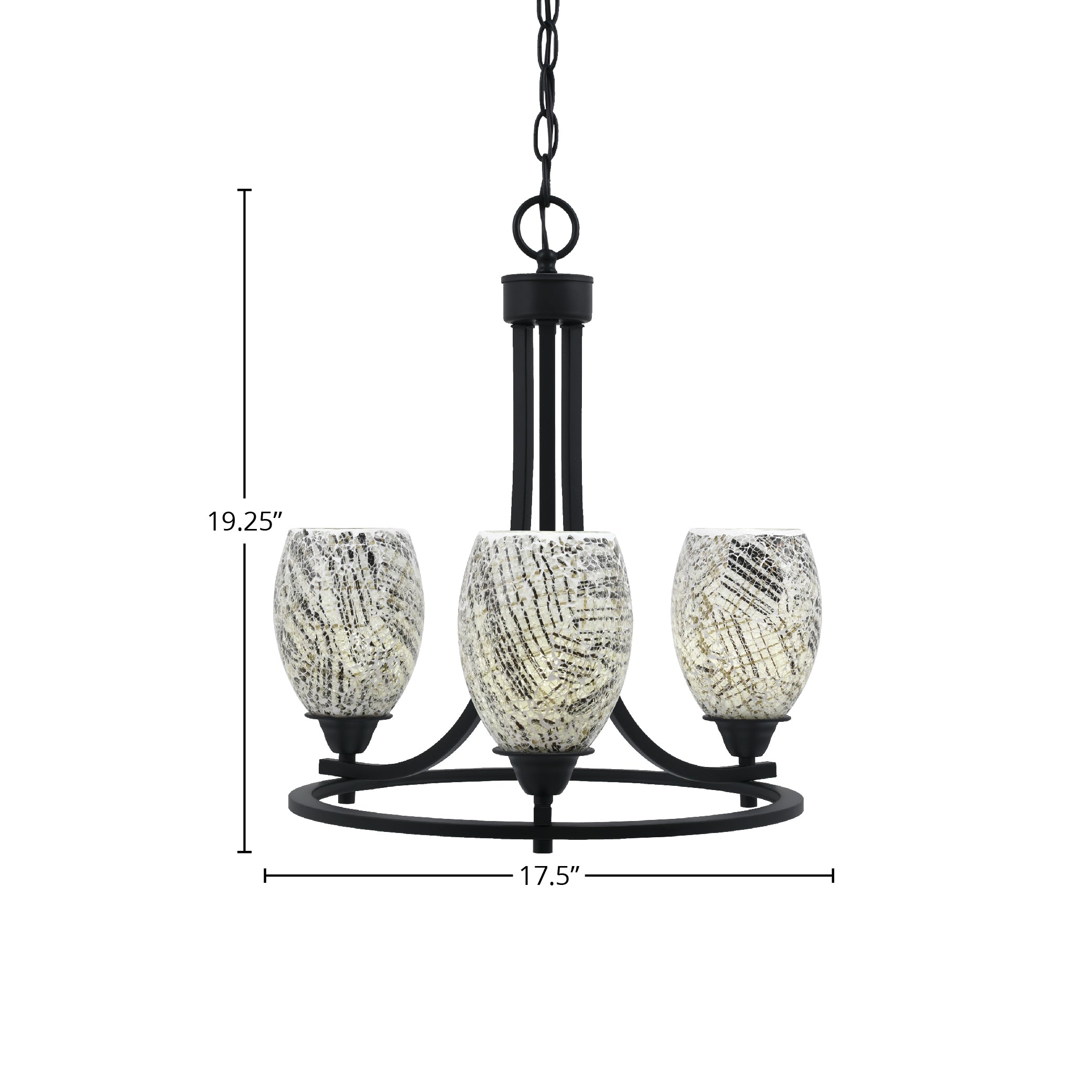 Paramount Three Light Chandelier in Matte Black with 5" Natural Fusion Shade