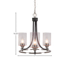 Paramount Three Light Chandelier in Matte Black & Brushed Nickel with 4" Clear Bubble Shade