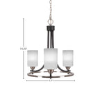 Paramount Three Light Chandelier in Matte Black & Brushed Nickel with 4" White Marble Shade
