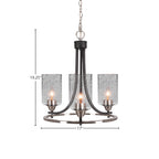 Paramount Three Light Chandelier in Matte Black & Brushed Nickel with 4" Smoke Bubble Shade