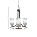 Paramount Three Light Chandelier in Matte Black & Brushed Nickel with 4" Onyx Swirl Shade