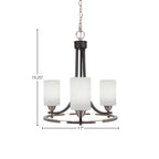 Paramount Three Light Chandelier in Matte Black & Brushed Nickel with 4" White Muslin Shade