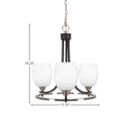 Paramount Three Light Chandelier in Matte Black & Brushed Nickel with 5" White Matrix Shade