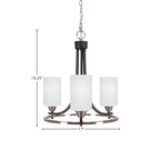 Paramount Three Light Chandelier in Matte Black & Brushed Nickel with 4" White Matrix Shade