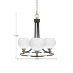 Paramount Three Light Chandelier in Matte Black & Brushed Nickel with 5.75" White Marble Shade