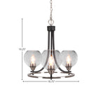 Paramount Three Light Chandelier in Matte Black & Brushed Nickel with 5.75" Smoke Bubble Shade
