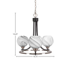 Paramount Three Light Chandelier in Matte Black & Brushed Nickel with 5.75" Onyx Swirl Shade
