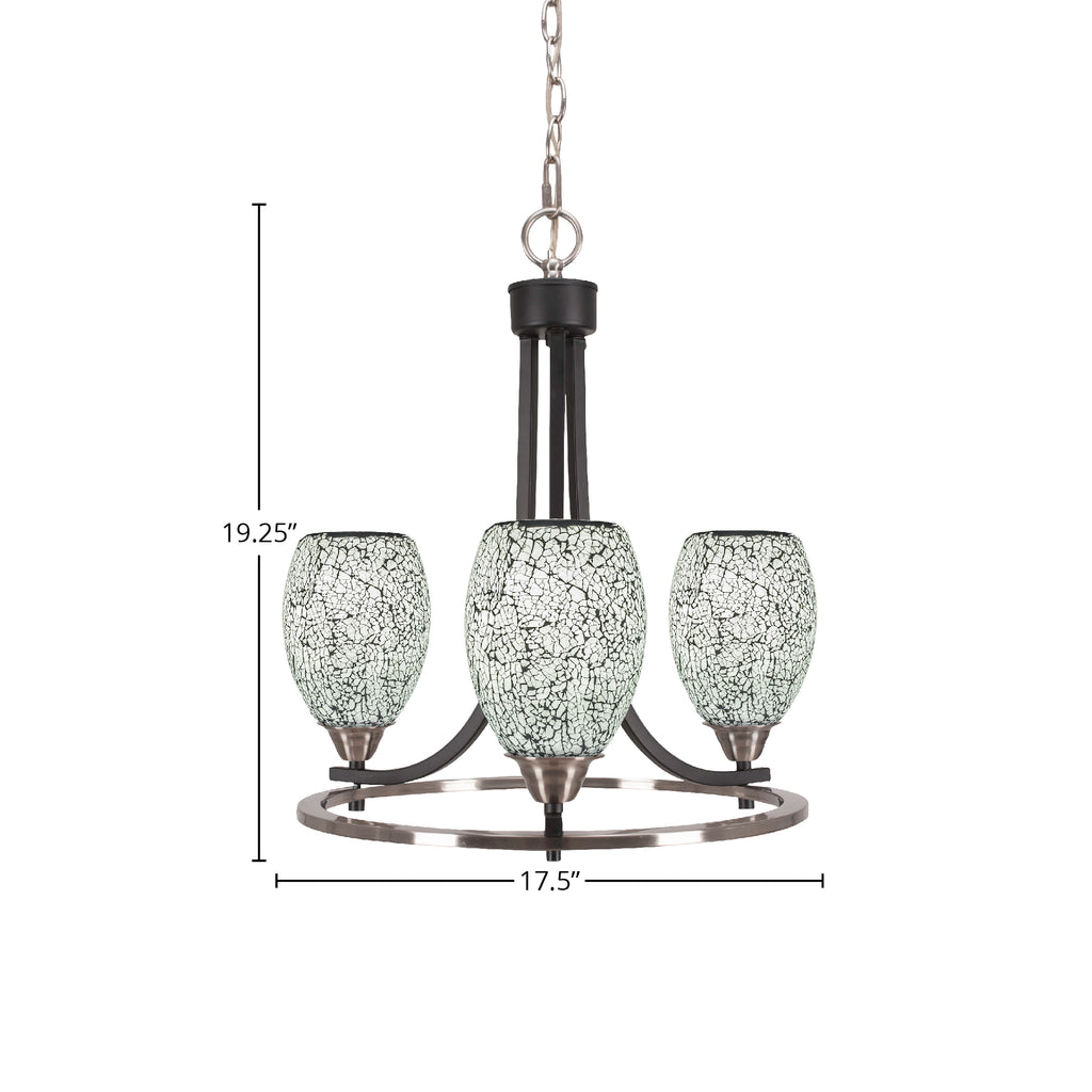 Paramount Three Light Chandelier in Matte Black & Brushed Nickel with 5" Black Fusion Shade