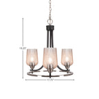 Paramount Three Light Chandelier in Matte Black & Brushed Nickel with 5" Silver Textured Shade