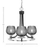 Paramount Three Light Chandelier in Matte Black & Brushed Nickel with Smoke Textured Shade