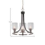 Paramount Three Light Chandelier in Matte Black & Brushed Nickel with 6" Clear Bubble Shade