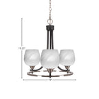 Paramount Three Light Chandelier in Matte Black & Brushed Nickel with 6" White Marble Shade