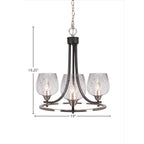Paramount Three Light Chandelier in Matte Black & Brushed Nickel with 6" Smoke Bubble Shade