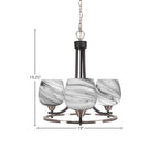 Paramount Three Light Chandelier in Matte Black & Brushed Nickel with 6" Onyx Swirl Shade