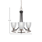 Paramount Three Light Chandelier in Matte Black & Brushed Nickel with 5" Clear Ribbed Shade